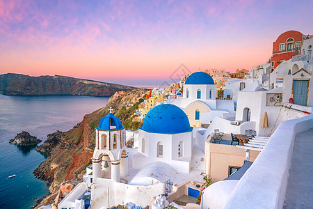 著名的欧亚城日落 希腊 欧洲 岛 自然 村庄图片