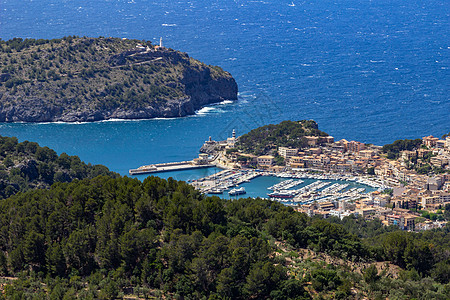 西班牙马洛卡的索勒港风景 海 港口 巴利阿里 全景图片