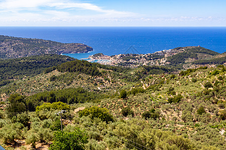 西班牙马洛卡的索勒港风景 马略卡岛 山图片