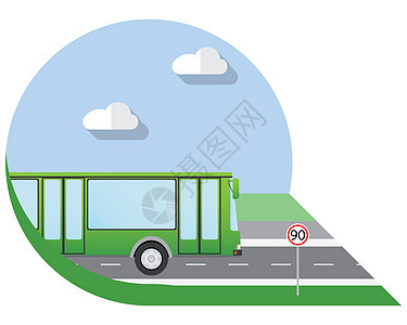 平板设计矢量说明城市交通 城市公共汽车 侧视图图标 勘探 路图片