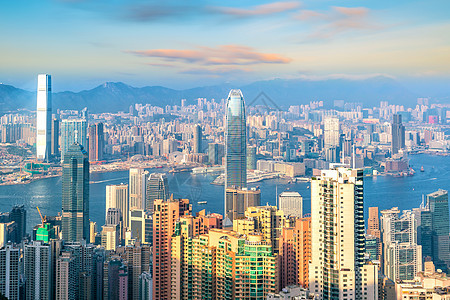 香港市天线 有维多利亚港景 城市 旅游 建筑学图片