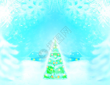 圣诞树 有灯光 美丽的冬季风景图片