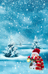 圣诞贺卡上贴着雪人的照片 幻想 空间副本 烟花 新年图片