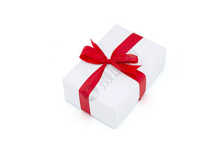 圣诞节和新年一季的白色礼品盒和红丝带 惊喜图片