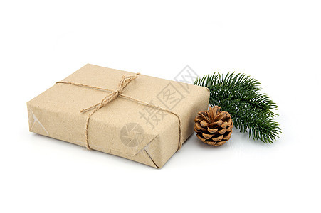 圣诞节和圣诞季节带松树和松松松果的手工艺礼品盒 工作室 盒子图片