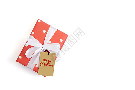圣诞节和N季节带标签的红礼品盒和白丝带 周年纪念日图片