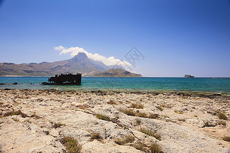 巴洛斯岛美丽的海景 自然 海洋 地标 海岸 山 克里特图片