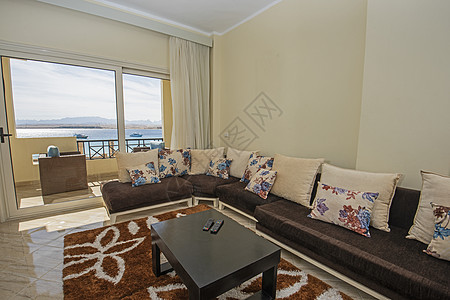 室内设计豪豪豪公寓客厅和阳台 网状窗帘 装饰风格 热带图片