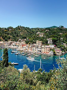 意大利利古里亚港 美丽的海湾 在意大利利古里亚的菲诺港拥有色彩缤纷的房屋 旅行 建筑图片