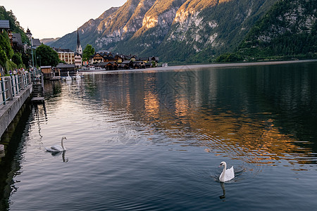 奥地利阿尔卑斯山奥地利Hallstatter湖Hallstatter村 遗产图片