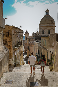 意大利西西里岛 诺托老城和意大利西西里岛诺托大教堂的景色 建筑学 城市图片