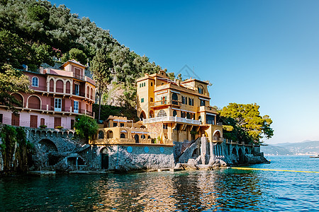 意大利 波托菲诺著名的村庄海湾 意大利多彩的Ligurian村海岸 水 里维埃拉图片