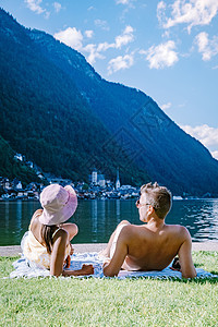 访问奥地利阿尔卑斯山脉奥地利Hallstatter湖Hallstatter湖Hallstatt村 美丽的 上奥地利图片