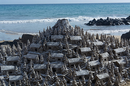 圣诞村海滩上的沙沙 热的 建造 周末 户外 休息图片
