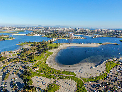 美国加利福尼亚州圣迭戈 任务湾和海滩的空中观察 海滨别墅 海洋图片