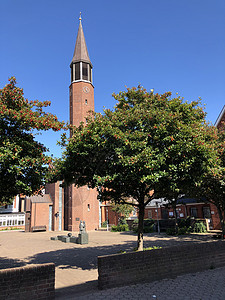 天主教会 钟楼 建筑学 博尔库姆 雕像 欧洲 德国 天主教徒图片