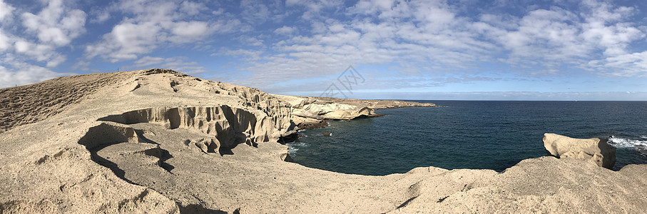 岩石海岸的全景 云 海洋 特内里费岛 西班牙 假期 加那利群岛图片