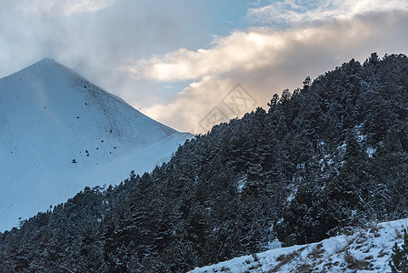 安道尔阿林萨尔的比利牛斯山日落雪 冬季运动 自然图片