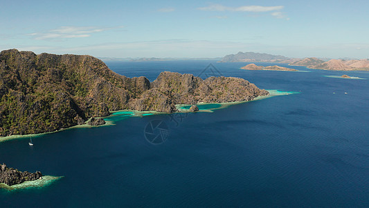 热带岛屿布苏安加 菲律宾帕拉万 珊瑚礁 船 沙洲图片