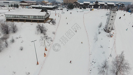冬季的滑雪度假胜地 空中观光 运动 假期 航空图片
