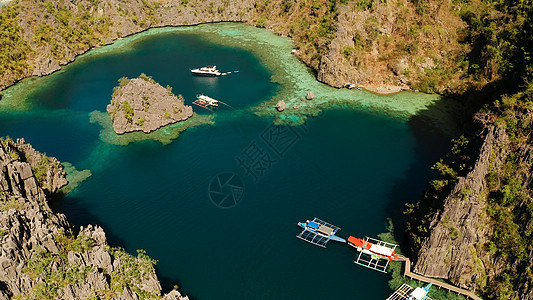 环礁湖和松绿水的海景 水晶 海滩 热带绿 异国情调 泻湖图片