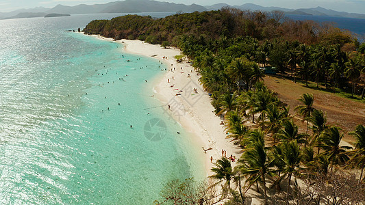 有白沙滩的小岛 顶层风景 菲律宾 礁 船 旅游图片