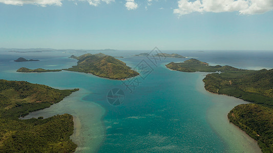 热带岛屿和环礁湖的海景 菲律宾 帕拉万 海洋图片