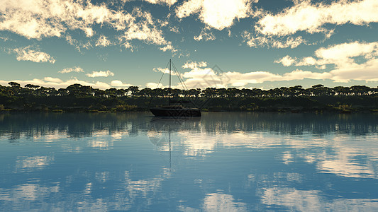 在热带盐水湖的美好的日落 黄昏 岛 海景 浪漫的图片