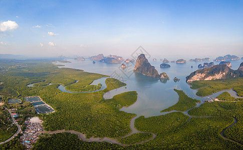 泰国的空中观察 张加湾的美丽景色 戏剧性 早晨图片