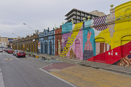 Fortaleza 旧城街头观景和多彩殖民地建筑 巴西 南美洲 石屋 地标图片