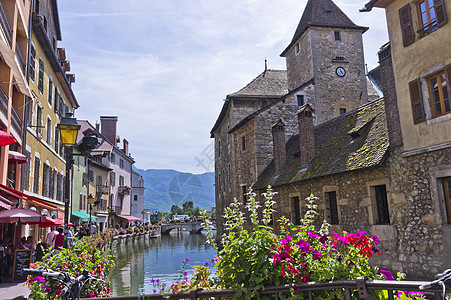 法国旅游景点阿尔卑斯的安妮西 旧城运河风景 法国 地标背景