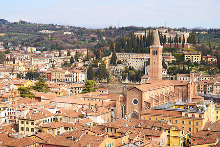 俯瞰加德满都Verona空中视图 地标 旅游 欧洲 历史 全景背景