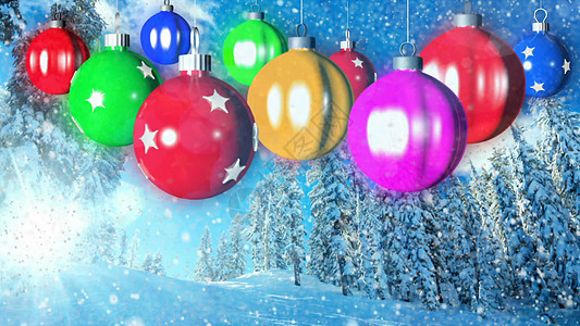 圣诞 loopable 背景与漂亮的球 蓝色的图片