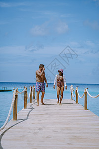 Curacao加勒比岛 加勒比海Curacao岛周围Kokomo海滩观察 夫妻 快乐的图片