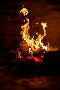 寒冷的冬天晚上在雪中烧着营火 美丽的 旅游 炉边图片