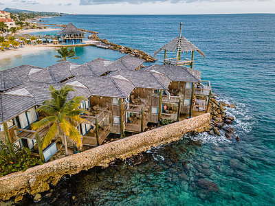 热带热带豪华度假胜地Curacao 配有鲜水海滩和棕榈树 奢侈假期Curacao 威廉斯塔德 太阳图片