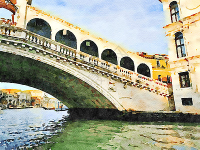 大卡纳河上著名的威尼斯桥一瞥 城市 意大利 卡片图片
