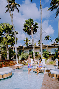 阿鲁巴加勒比海滩上有棕榈树 海景 多米尼加 马尔代夫 热带图片