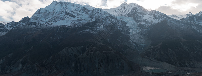 马农格村山冰川全景 Manang村 石头图片