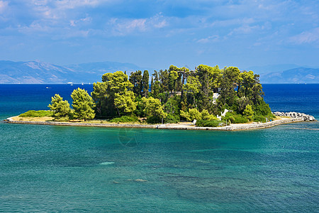 滑鼠岛 Pontikonisi 科孚 - 克尔基拉 希腊 美丽多彩的岛屿 为暑假和旅行服务图片
