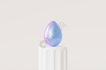 复活节彩蛋用蓝色和紫色渐变漆装饰在白色假期 card3d 插图 rende图片