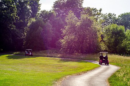 高尔夫球场的电动汽车 积极休闲 安静运动 娱乐 旅游 树图片