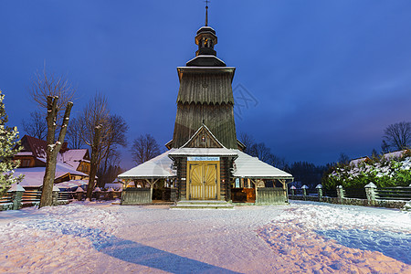 扎科帕内福音传道者圣约翰教堂 全景 雪 老的图片