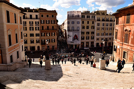 2020年3月8日 意大利罗马 斯帕尼亚广场的景象 因为有冠状病毒 教会 喷泉图片