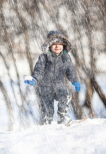 冬天公园的可爱男孩 自然 后代 脸 喜悦 闲暇 滚雪球背景图片