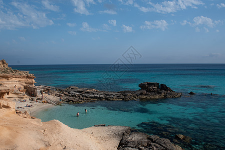 巴利阿里群岛的Formentera海滩 岩石图片