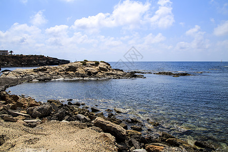 卡波德帕洛斯海岸 在阳光明媚的夏日 蓝色的 泻湖图片