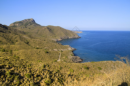 西班牙卡塔赫纳省美丽的海岸和山岳 西班牙 卡塔赫纳 天堂 帕洛斯图片