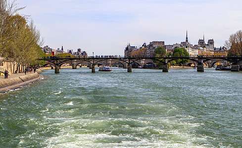 位于塞纳河和法国巴黎历史建筑之上的佩德斯特里海桥 建筑学 欧洲图片