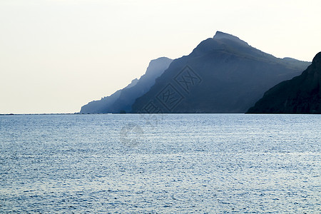 西班牙卡塔赫纳省美丽的海岸和山岳 西班牙 卡塔赫纳 蓝色的 地质学图片